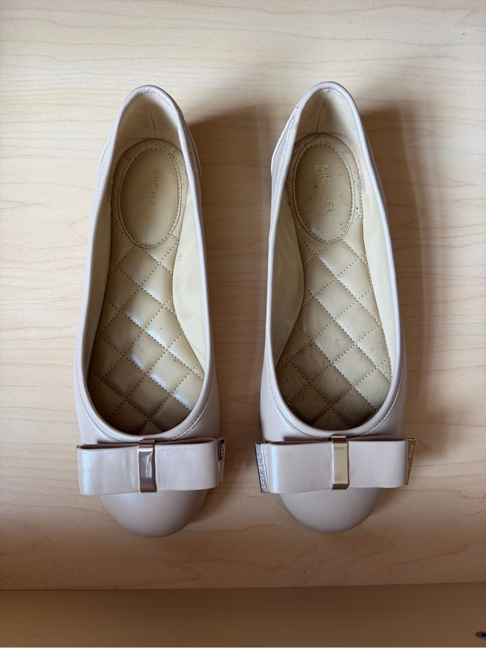 Michael Kors Blush Bow Quilted Insole Flats
